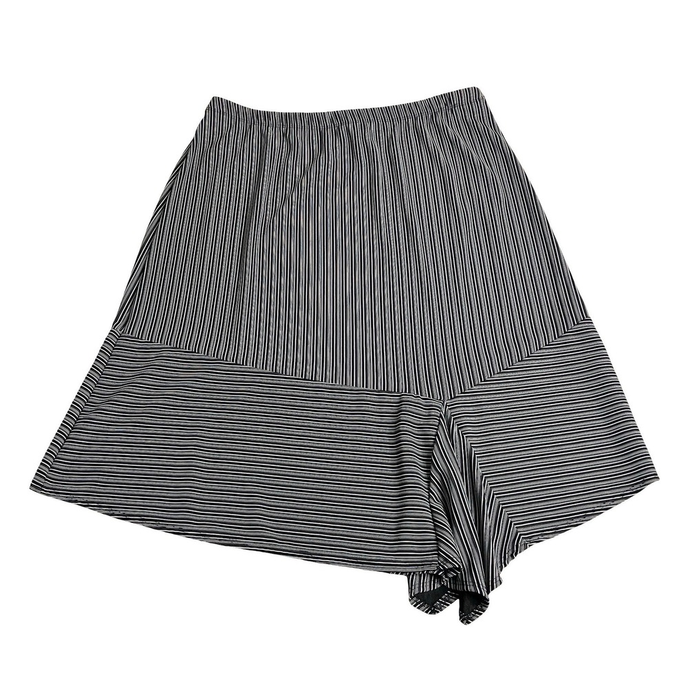 Vintage Es-Se Skirt Womens 1XL Black White Striped Asymmetric Hem 90s Made USA